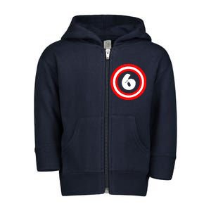 Captain 6th Birthday Toddler Zip Fleece Hoodie