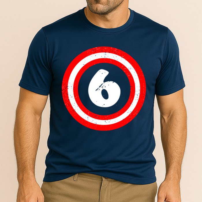 Captain 6th Birthday Cooling Performance Crew T-Shirt
