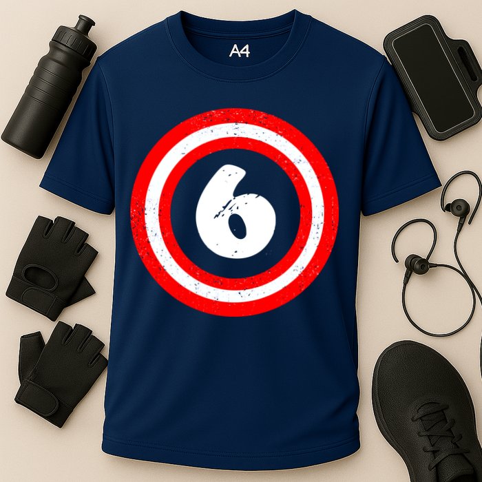 Captain 6th Birthday Cooling Performance Crew T-Shirt