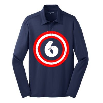 Captain 6th Birthday Silk Touch Performance Long Sleeve Polo