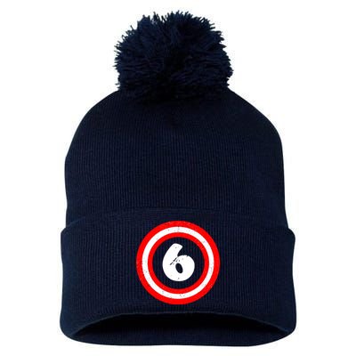 Captain 6th Birthday Pom Pom 12in Knit Beanie