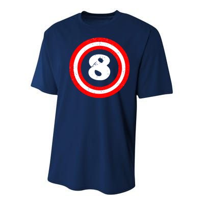 Captain 8th Birthday Youth Performance Sprint T-Shirt