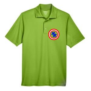 Captain Autism Distressed Shield Men's Origin Performance Pique Polo