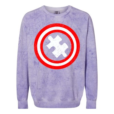 Captain Autism Distressed Shield Colorblast Crewneck Sweatshirt