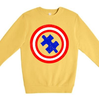 Captain Autism Distressed Shield Premium Crewneck Sweatshirt