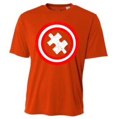 Captain Autism Distressed Shield Cooling Performance Crew T-Shirt