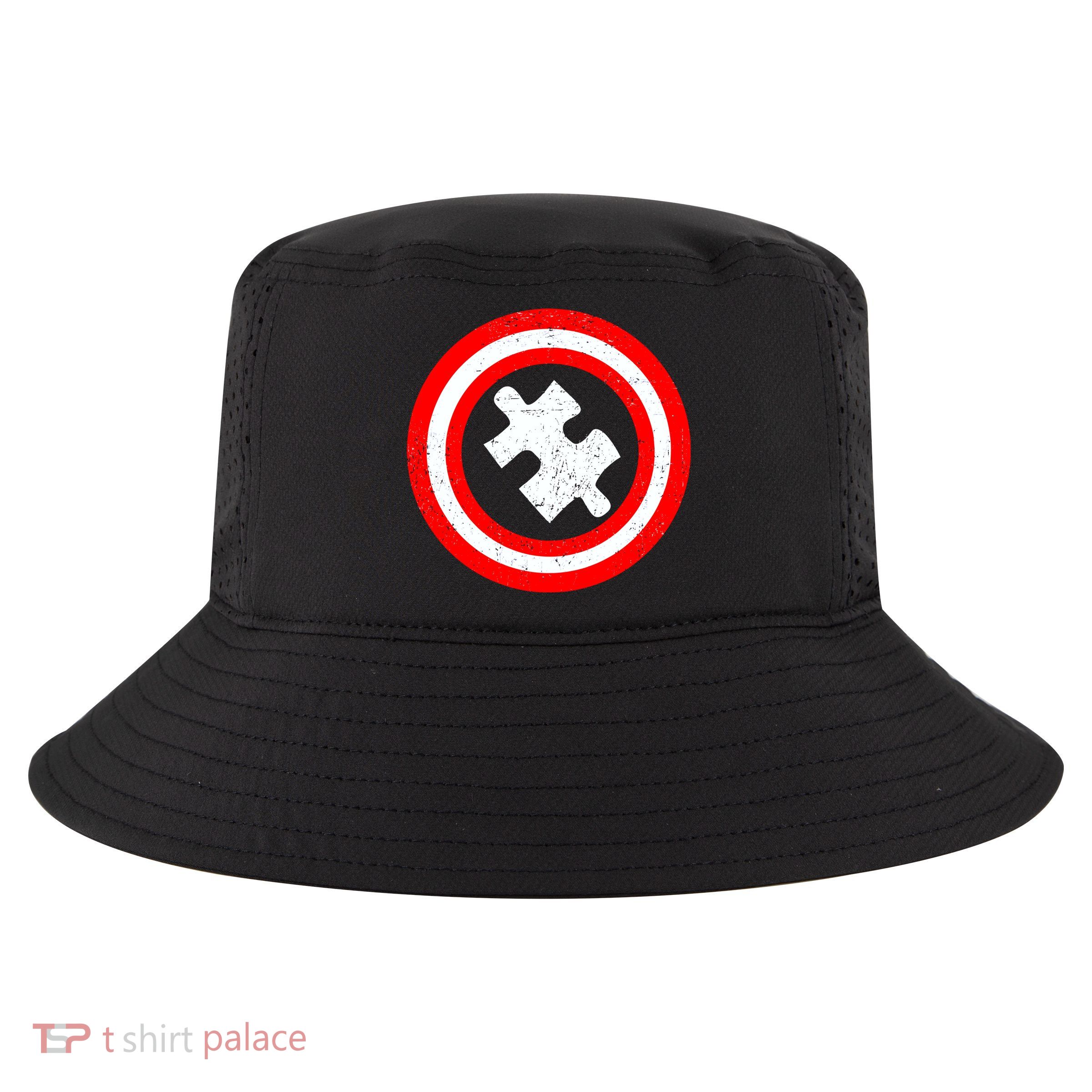 Captain Autism Distressed Shield Cool Comfort Performance Bucket Hat
