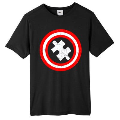 Captain Autism Distressed Shield Tall Fusion ChromaSoft Performance T-Shirt