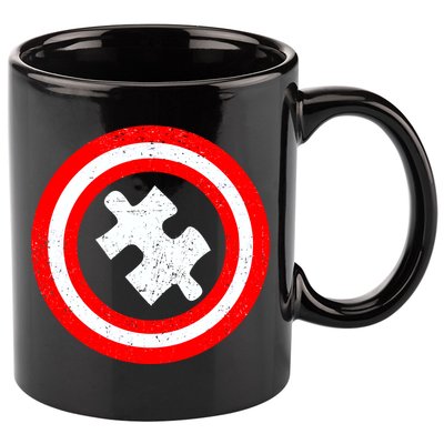 Captain Autism Distressed Shield 11oz C Handle Ceramic Mug