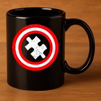 Captain Autism Distressed Shield 11oz C Handle Ceramic Mug