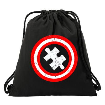 Captain Autism Distressed Shield Drawstring Bag