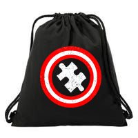 Captain Autism Distressed Shield Drawstring Bag