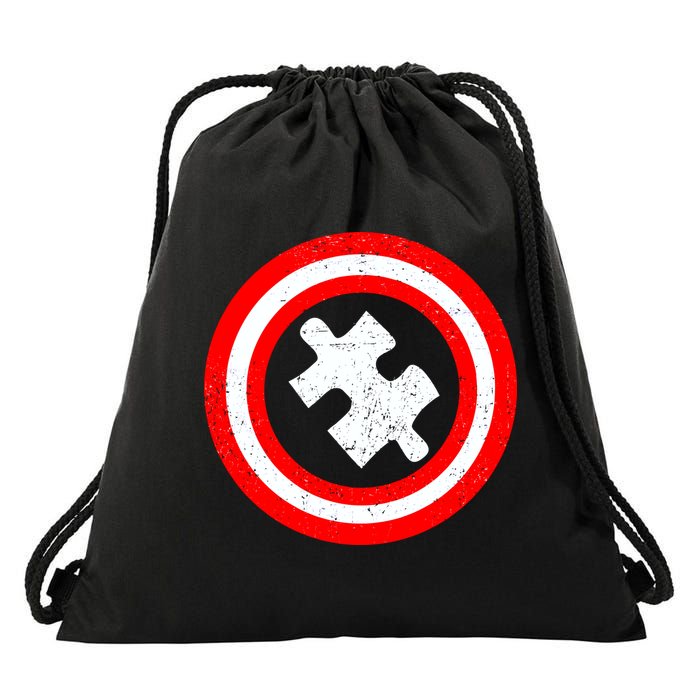 Captain Autism Distressed Shield Drawstring Bag