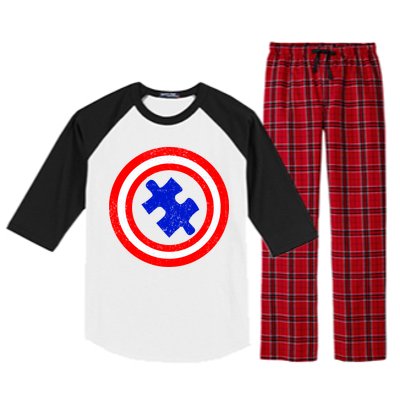 Captain Autism Distressed Shield Raglan Sleeve Pajama Set