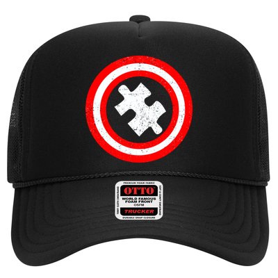 Captain Autism Distressed Shield Trucker Hat