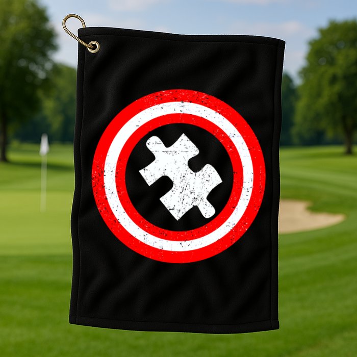 Captain Autism Distressed Shield Golf Towel