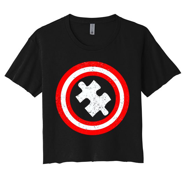 Captain Autism Distressed Shield Crop Top