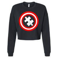 Captain Autism Distressed Shield Cropped Pullover Crew