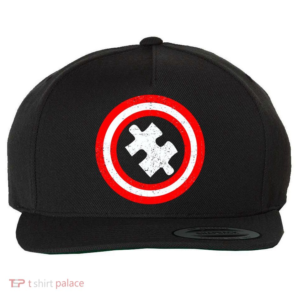 Captain Autism Distressed Shield Wool Snapback Cap