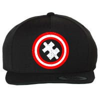 Captain Autism Distressed Shield Wool Snapback Cap