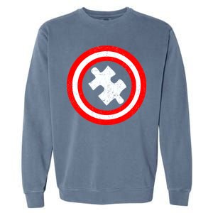 Captain Autism Distressed Shield Garment-Dyed Sweatshirt