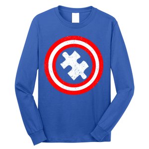 Captain Autism Distressed Shield Long Sleeve Shirt