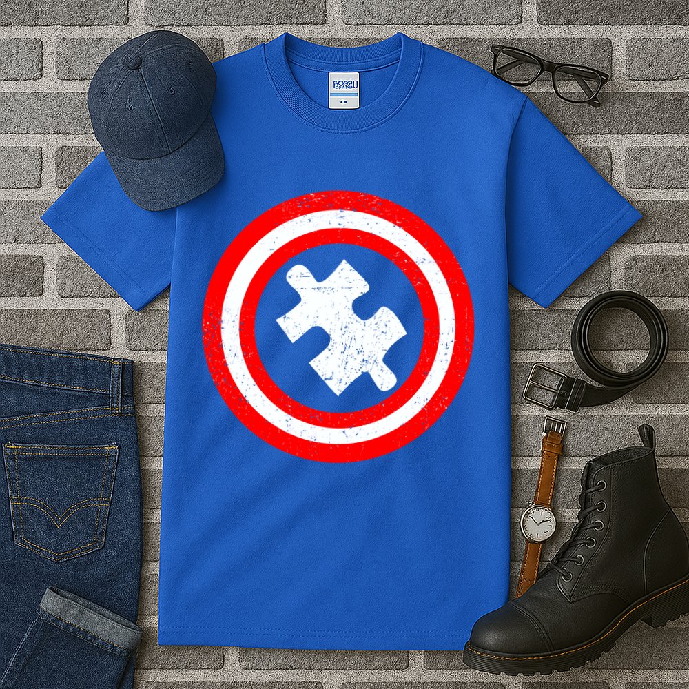 Captain Autism Distressed Shield Tall T-Shirt