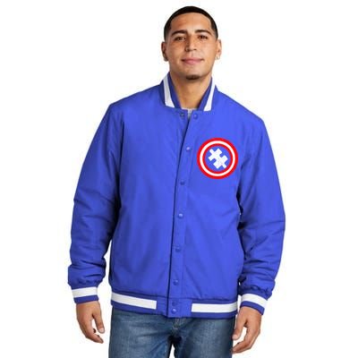 Captain Autism Distressed Shield Insulated Varsity Jacket