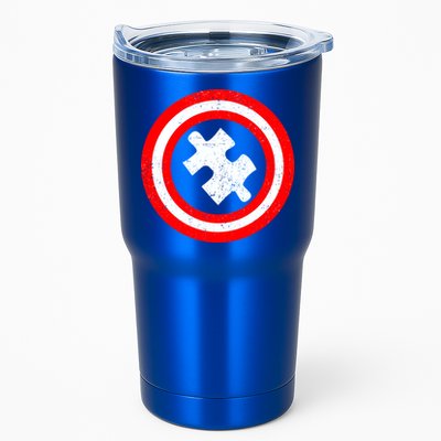 Captain Autism Distressed Shield Tumbler