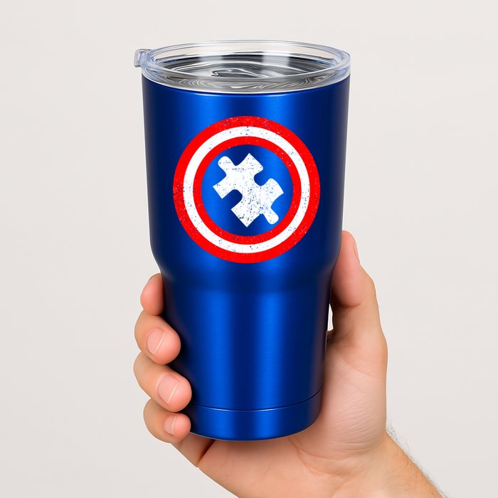 Captain Autism Distressed Shield Tumbler