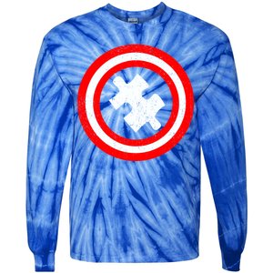 Captain Autism Distressed Shield Tie-Dye Long Sleeve Shirt