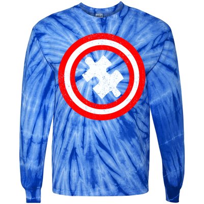 Captain Autism Distressed Shield Tie-Dye Long Sleeve Shirt