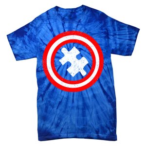 Captain Autism Distressed Shield Tie-Dye T-Shirt