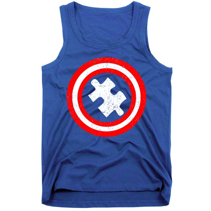 Captain Autism Distressed Shield Tank Top