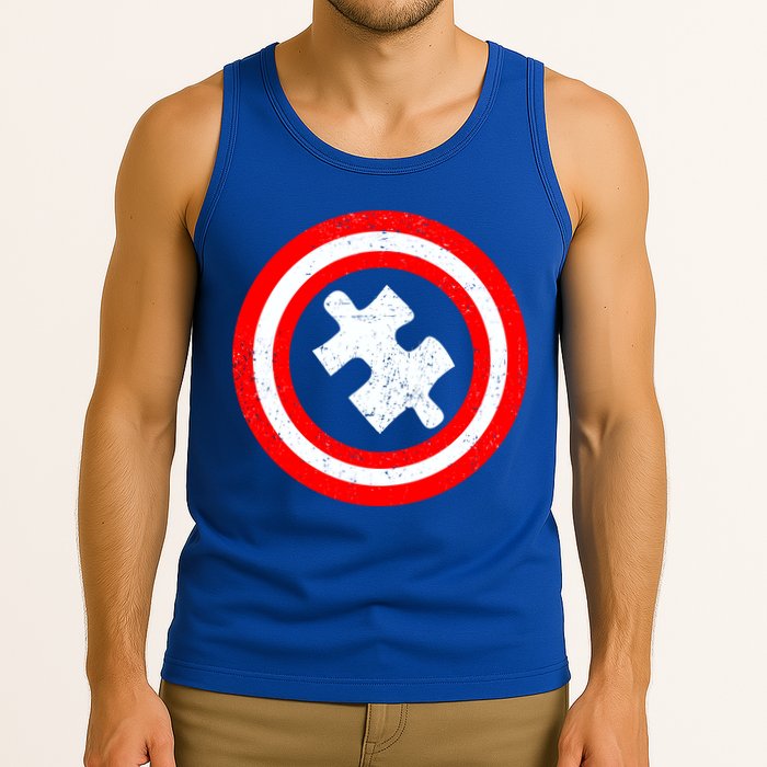 Captain Autism Distressed Shield Tank Top