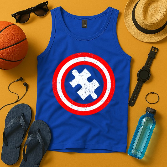 Captain Autism Distressed Shield Tank Top