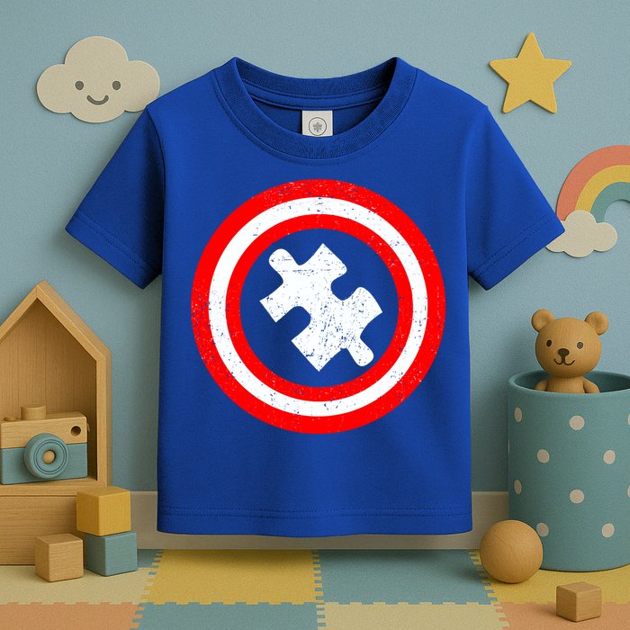 Captain Autism Distressed Shield Toddler T-Shirt