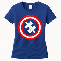 Captain Autism Distressed Shield Womens T-Shirt