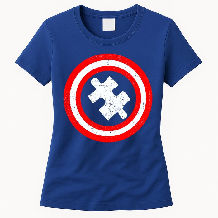Captain Autism Distressed Shield Womens T-Shirt