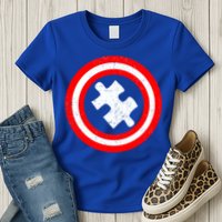 Captain Autism Distressed Shield Womens T-Shirt