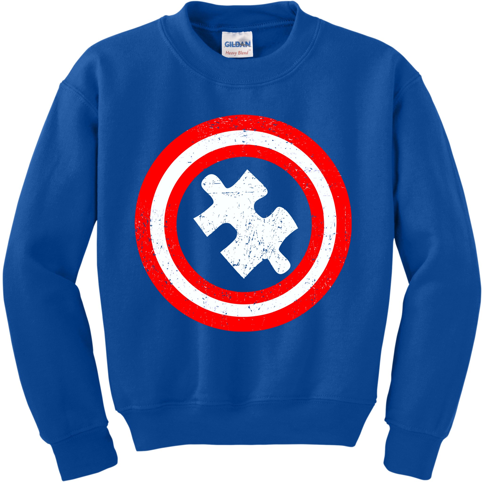 Captain Autism Distressed Shield Kids Sweatshirt