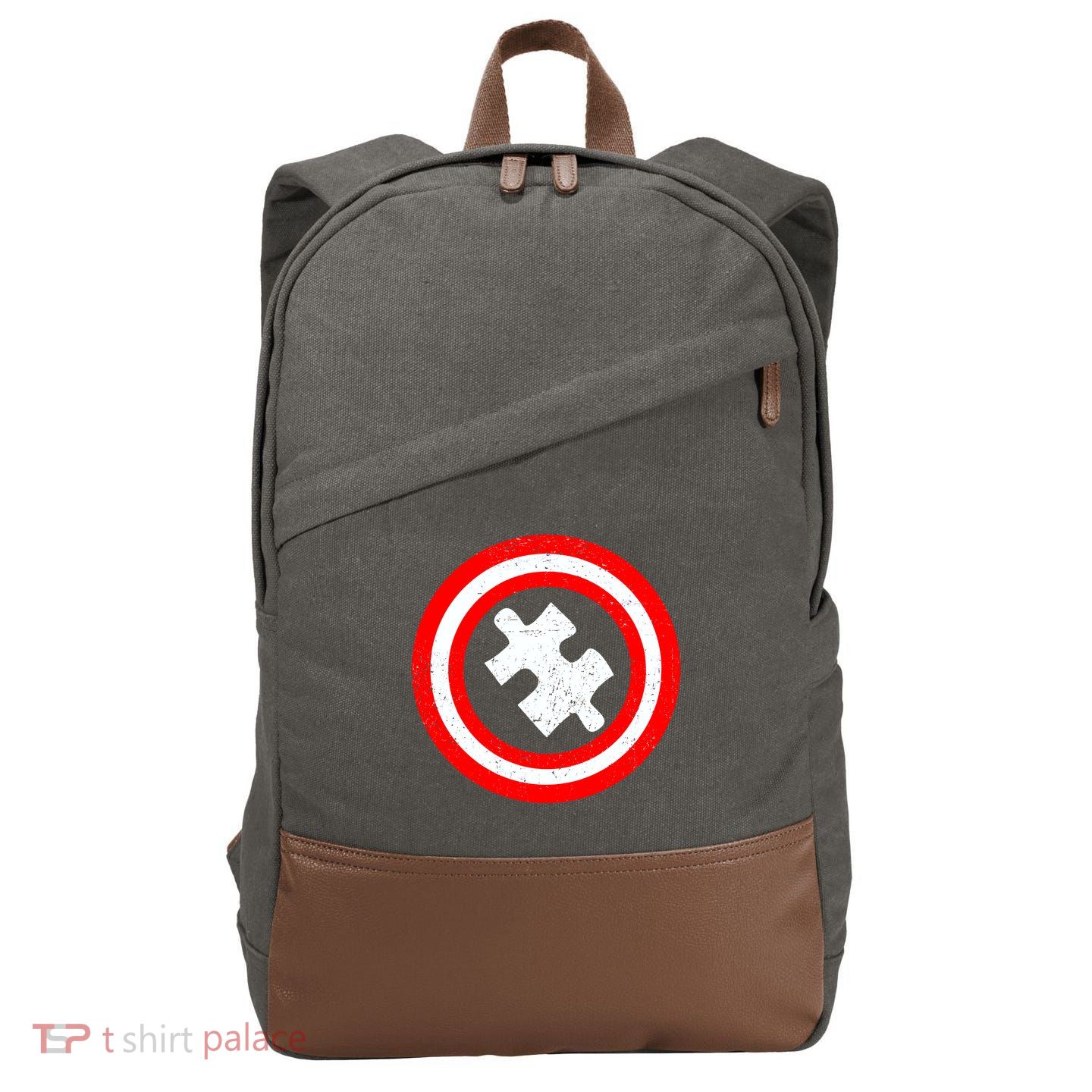 Captain Autism Distressed Shield Cotton Canvas Backpack