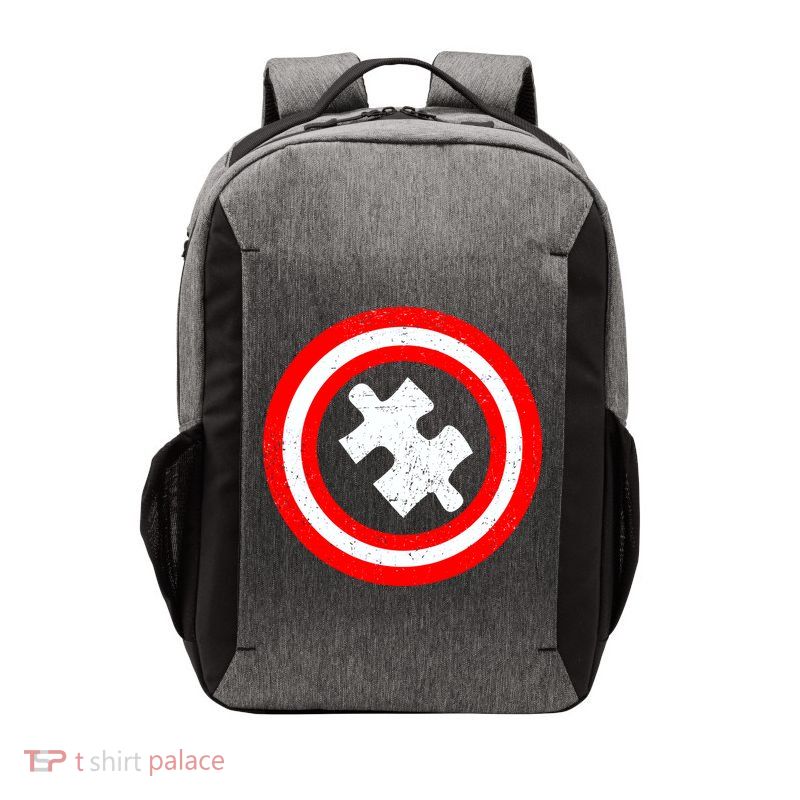 Captain Autism Distressed Shield Vector Backpack