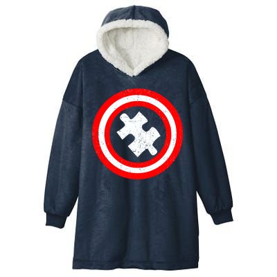 Captain Autism Distressed Shield Hooded Wearable Blanket