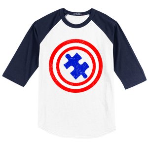 Captain Autism Distressed Shield Baseball Sleeve Shirt