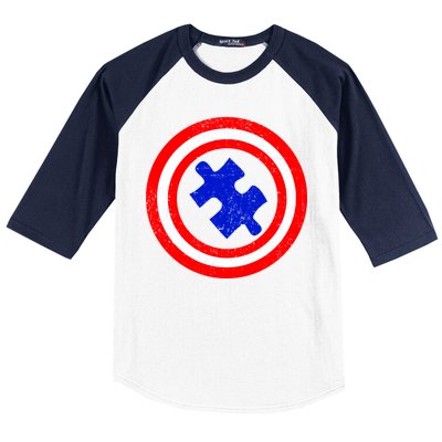 Captain Autism Distressed Shield Baseball Sleeve Shirt