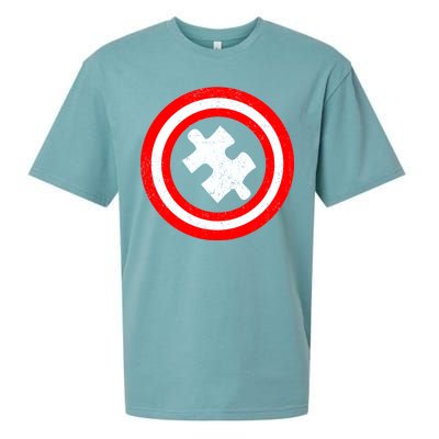 Captain Autism Distressed Shield Sueded Cloud Jersey T-Shirt