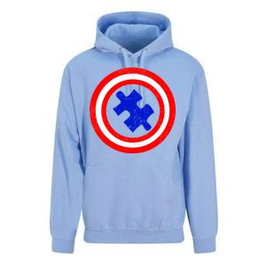 Captain Autism Distressed Shield Unisex Surf Hoodie