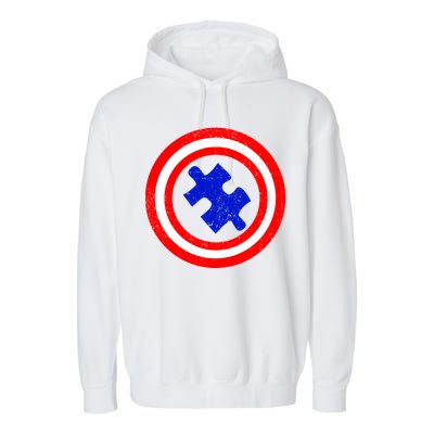 Captain Autism Distressed Shield Garment-Dyed Fleece Hoodie