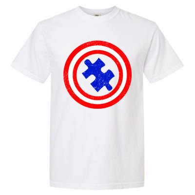 Captain Autism Distressed Shield Garment-Dyed Heavyweight T-Shirt